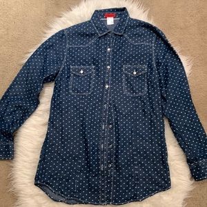 Button down Polka dot denim shirt